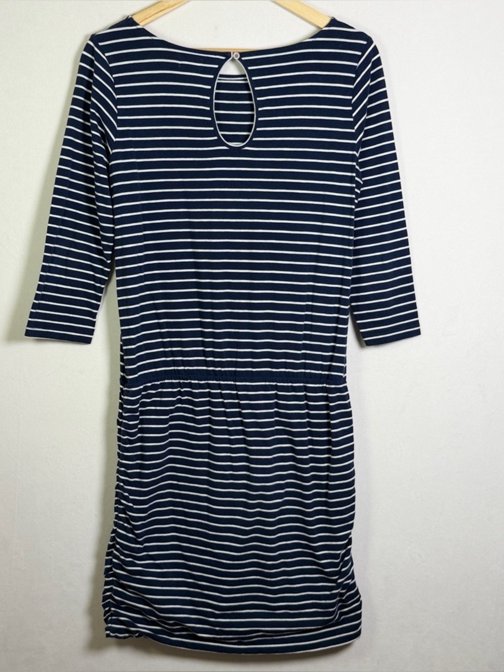 Hatley Women’s Navy White Striped Ruched Dress Sz M Nautical Coastal Preppy - Picture 7 of 9